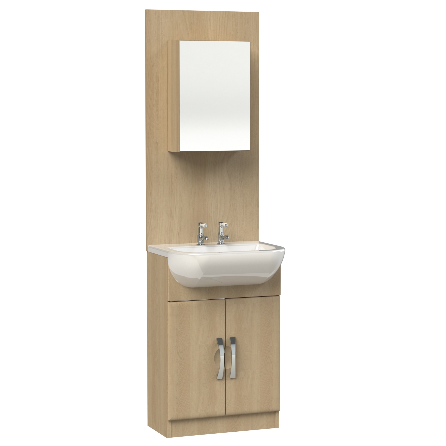 2 Door Vanity Unit including Backboard and Mirror Cabinet