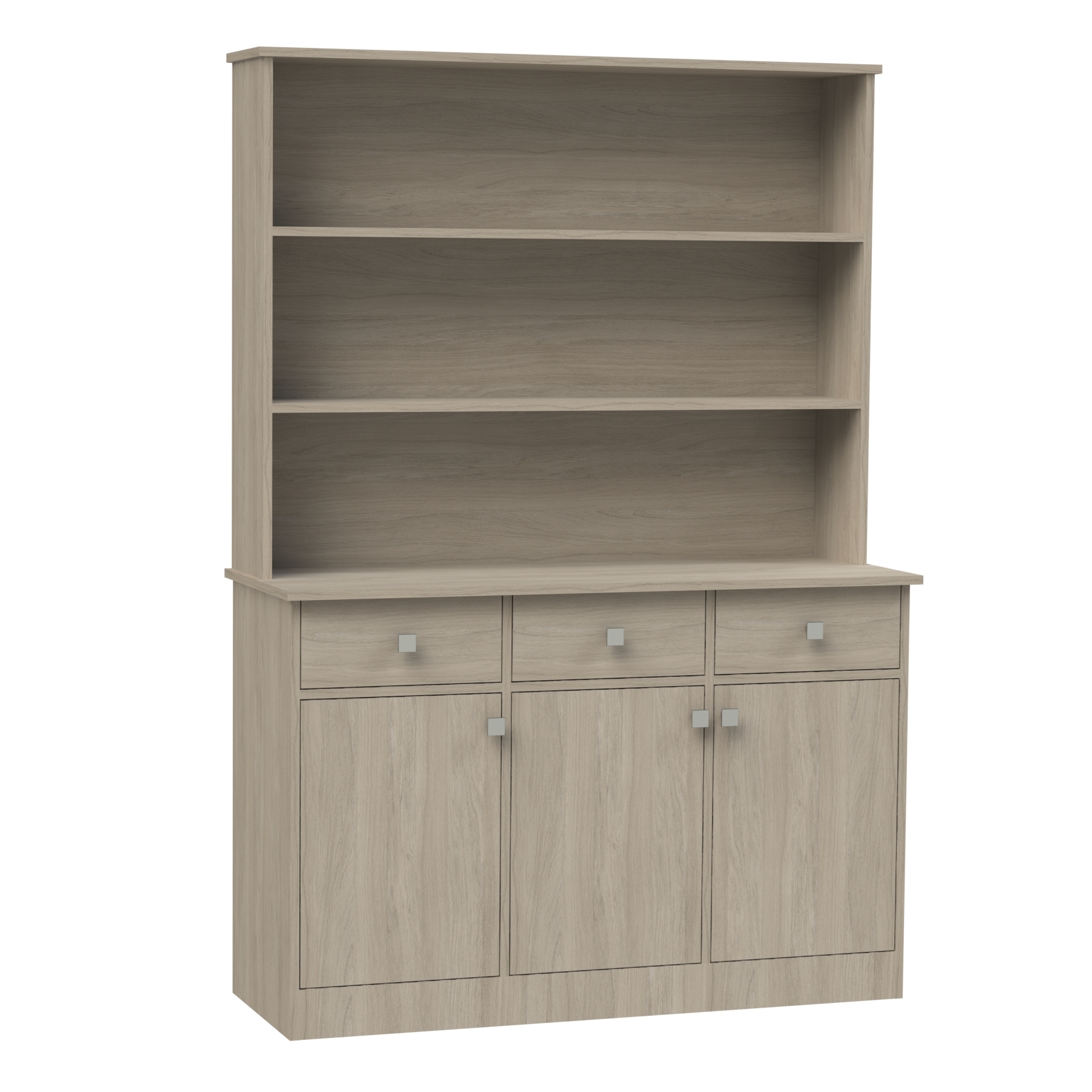 3 Door 3 Drawer Tall Dresser with Open Shelves
