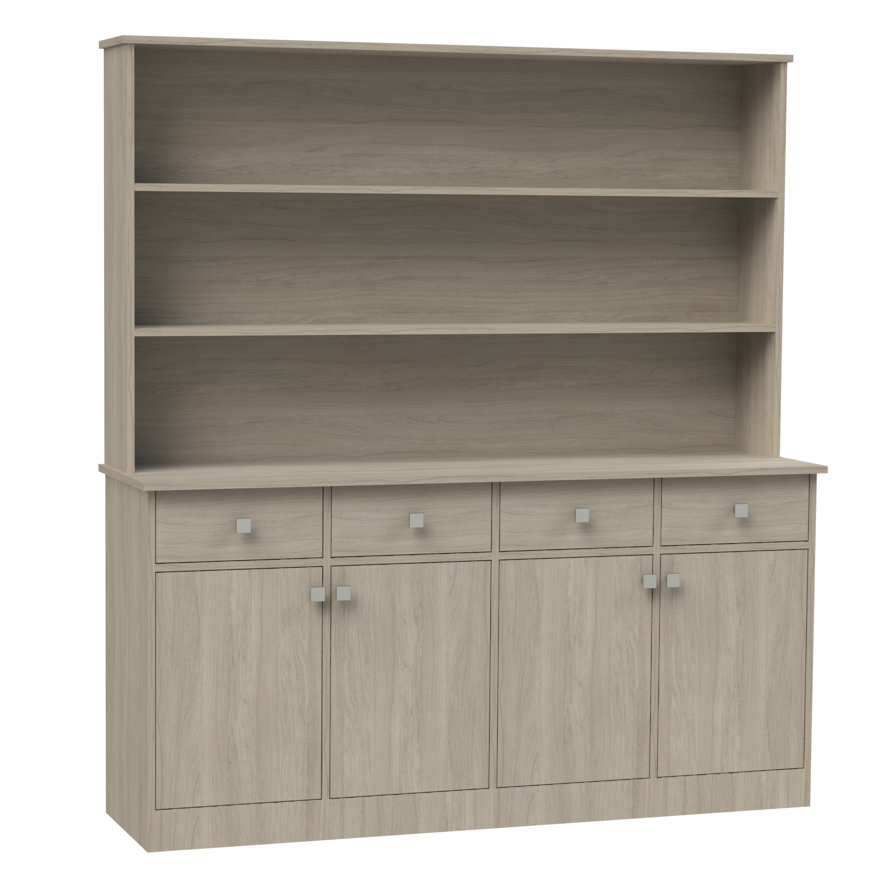 4 Door 4 Drawer Tall Dresser with Open Shelves
