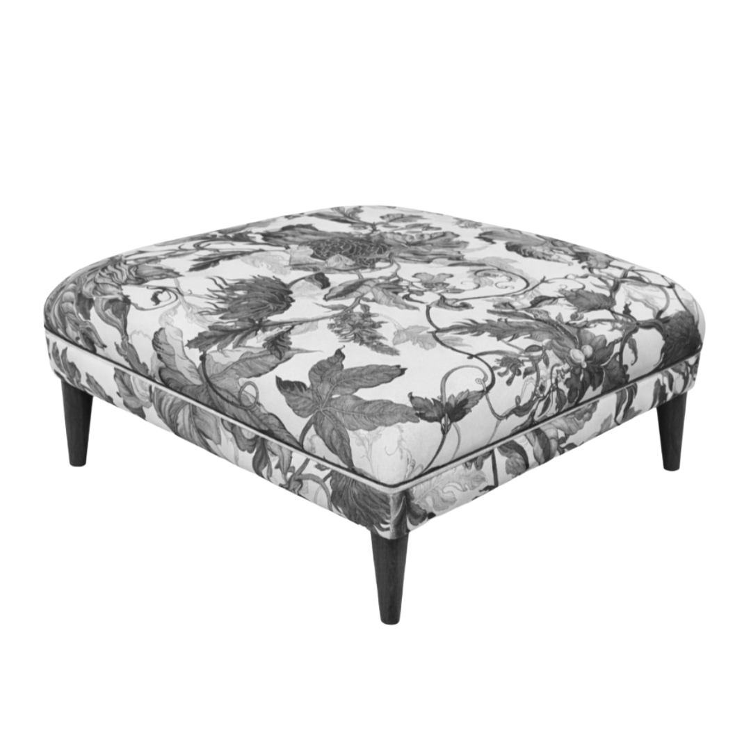 Square Ottoman Cone Legs BW